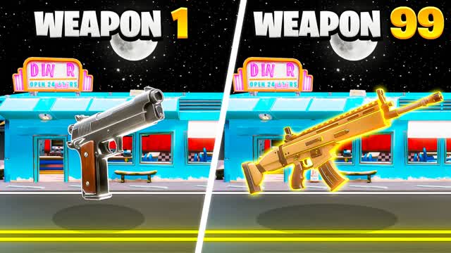 GUN GAME // ALL VEHICLES — Fortnite Creative map cover art