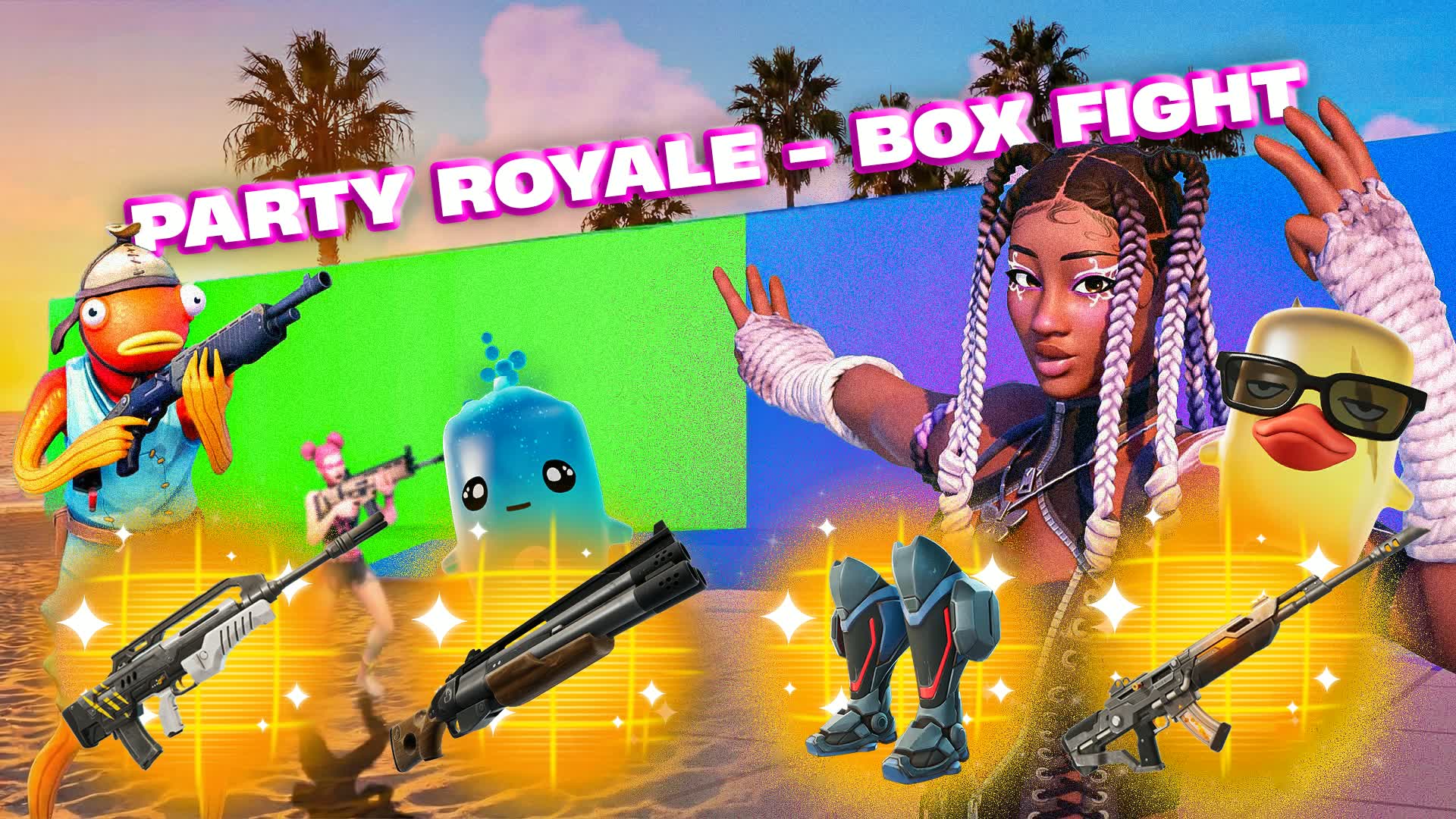 Zuri Party Royale🔥Box Fight🔥Chroma Key — Fortnite Creative map