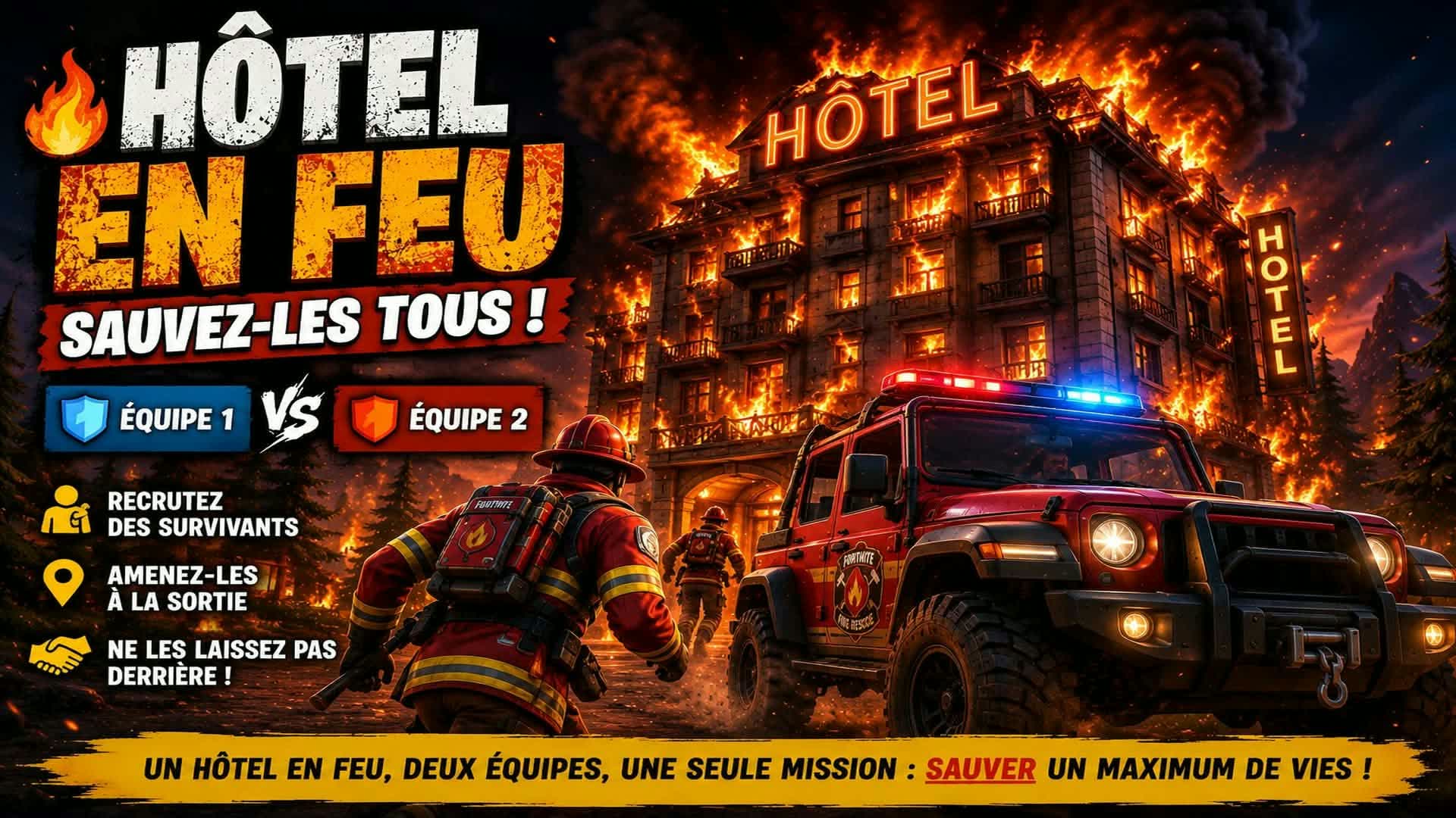 HÔTEL EN FEU : SAUVEZ-LES ! — Fortnite Creative map