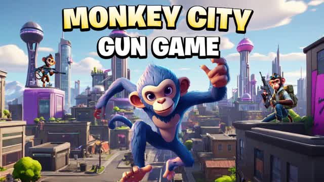 🐒MONKEY CITY GUN GAME — Fortnite Creative map cover art
