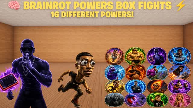 🧠 BRAINROT POWERS BOX FIGHTS ⚡ — Fortnite Creative map cover art