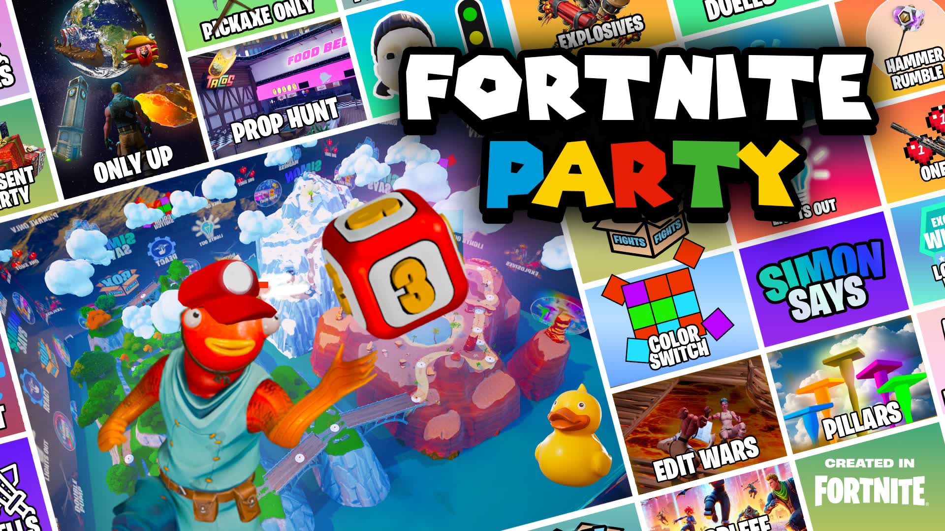 🎈 FORTNITE PARTY 👑 25+ MINIGAMES — Fortnite Creative map