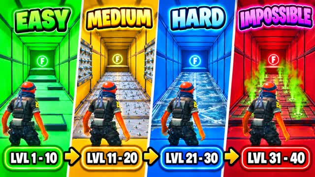 40 LEVELS DEATHRUN IMPOSSIBLE 💀 — Fortnite Creative map cover art