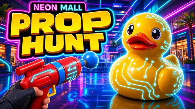 NEON MALL PROP HUNT 🌃 — Fortnite Creative map cover art