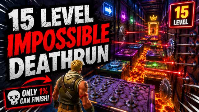 EXTREME 15 LEVEL DEATHRUN 99% IMPOSSIBLE — Fortnite Creative map