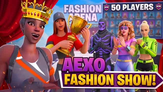 🎭 FASHION SHOW - SKIN CONTEST 🎭[AEXO] — Fortnite Creative map cover art
