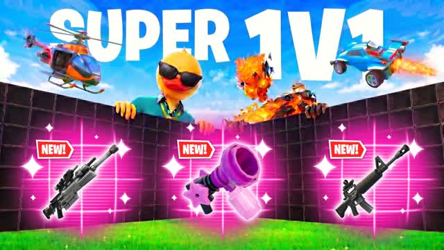 SUPER 1V1 ALL GUNS & VEHICLES — Fortnite Creative map cover art