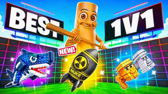 BEST 1V1 FFA - ALL GUNS & RIDES — Fortnite Creative map cover art