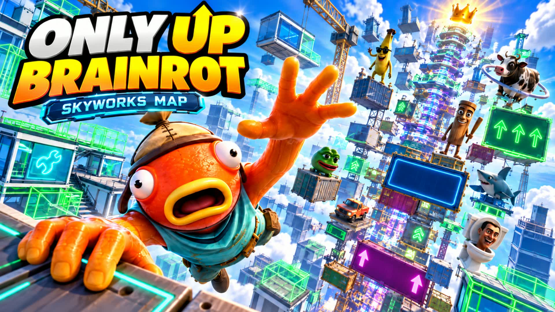 Only Up For Brainrots Tycoon — Fortnite Creative map