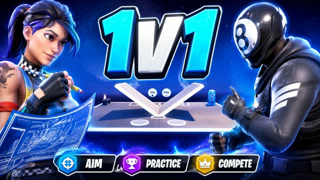 🌌 SPACE SKY 1V1 – AIM • BUILD • EDIT — Fortnite Creative map cover art