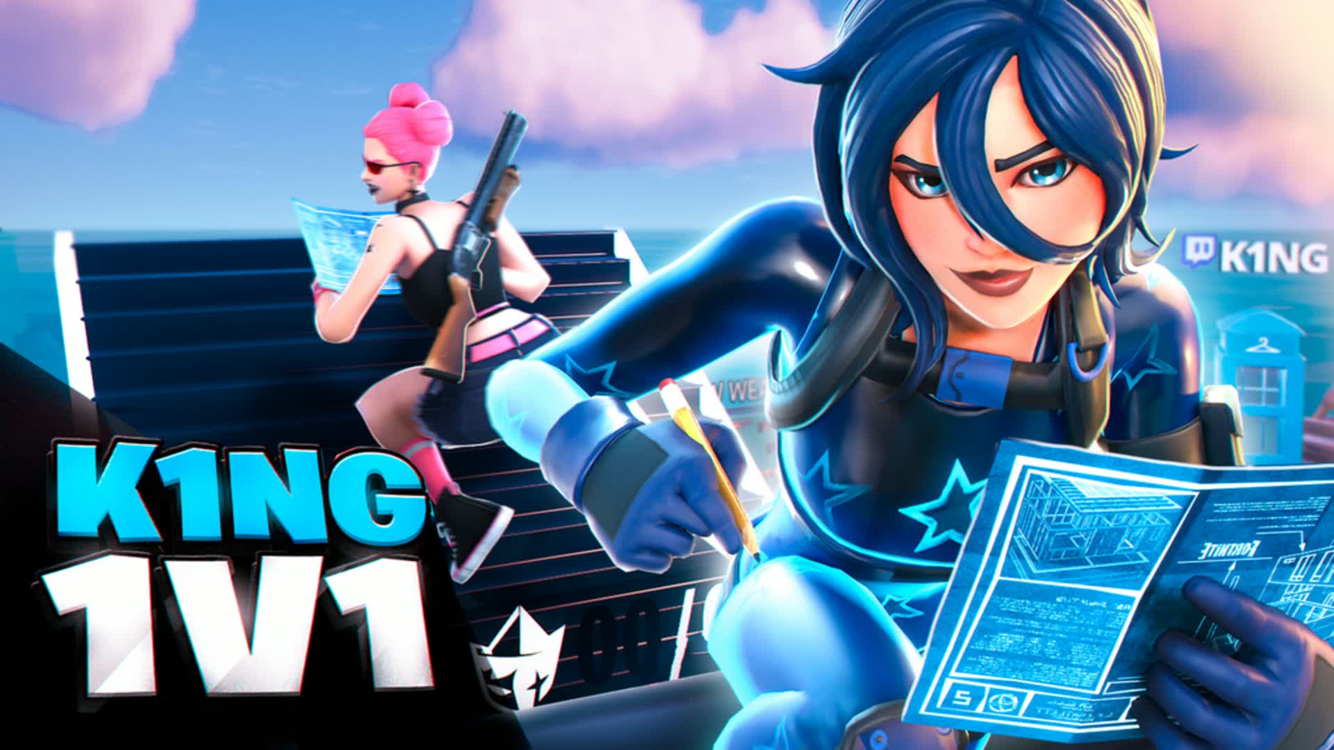 K1NG 1V1 BUILD FIGHT [NEW WEAPONS!] — Fortnite Creative map