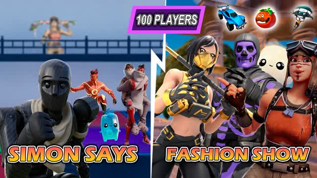 100 PLAYERS FASHION SHOW & SIMON SAYS — Fortnite Creative map cover art