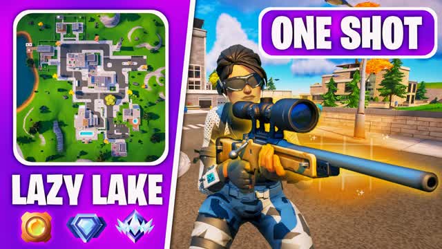 🎯SNIPER ONE SHOT💥 LAZY LAKE — Fortnite Creative map cover art