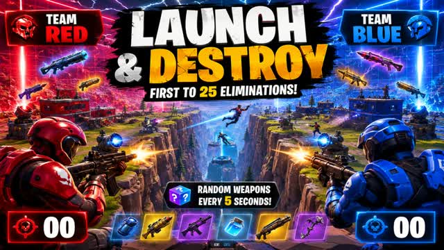 Launch Yourself Cliff Battle 1v1 25 ELIM — Fortnite Creative map cover art