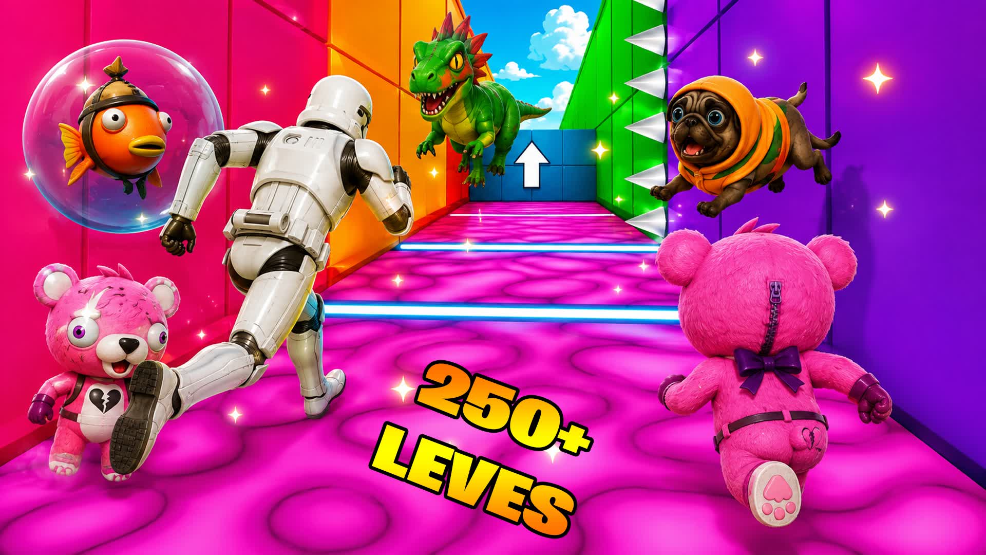 😂 EASY PARKOUR 250+ FUNNY LEVELS — Fortnite Creative map