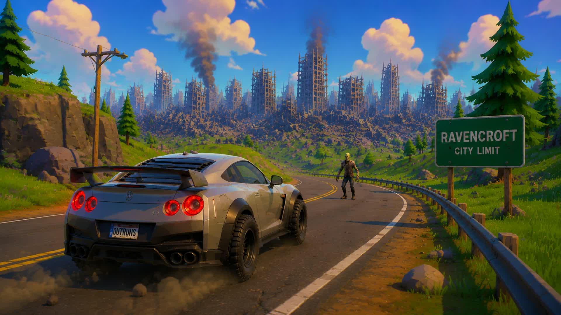 Zombie Military Drive 🚗 All Weapons — Fortnite Creative map