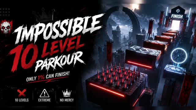 💀 IMPOSSIBLE 10 LEVEL PARKOUR ⭐ — Fortnite Creative map cover art