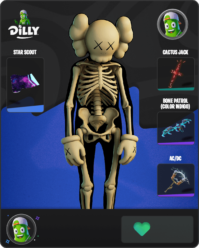 KAWS Skeleton Fortnite combo