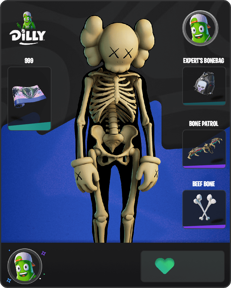 KAWS Skeleton Fortnite combo