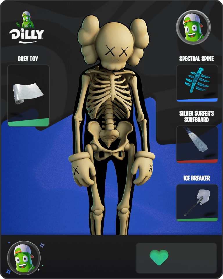 KAWS Skeleton Fortnite combo