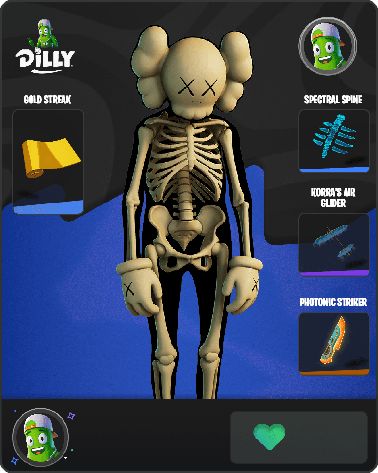 KAWS Skeleton Fortnite combo