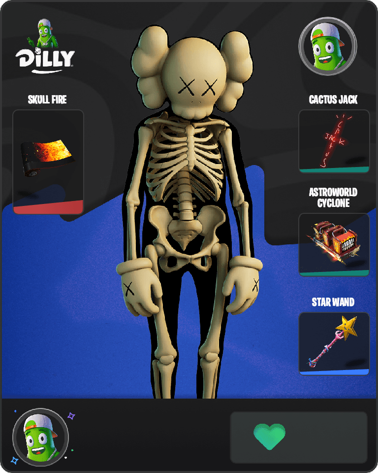 KAWS Skeleton Fortnite combo