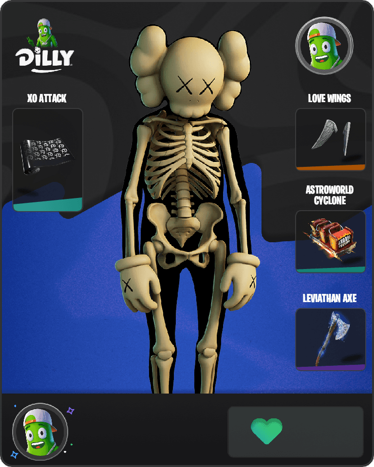 KAWS Skeleton Fortnite combo