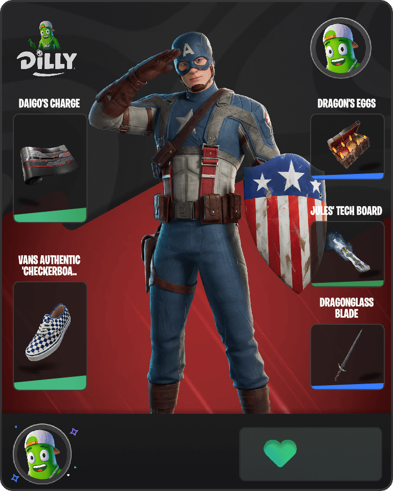 Captain America (MCU) Fortnite combo