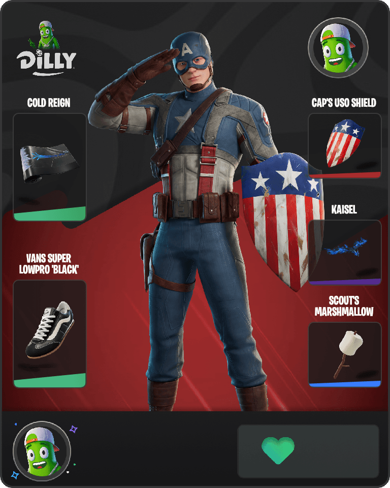 Captain America (MCU) Fortnite combo