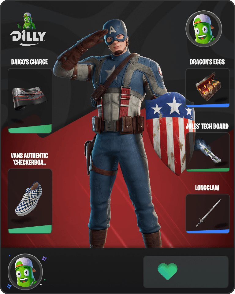 Captain America (MCU) Fortnite combo