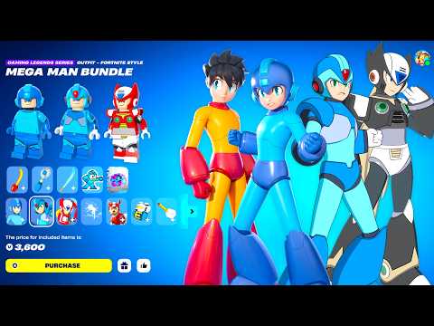 MEGA MAN Fortnite Full Showcase (Zero, Rush, Mega Man X Skins BUNDLE & FREE Rewards)
