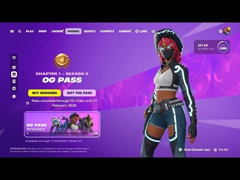 Fortnite OG: Season 6 Battle Pass (Full Showcase)