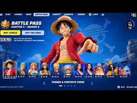 FULL ANIME BATTLE PASS FORTNITE MINI SEASON 5 CHAPTER 7 ONE PIECE ANIME BATLLE PASS FORTNITE 2026