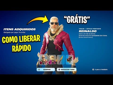 COMO PEGAR RÁPIDO SKIN "GRÁTIS" REINALDO NO FORTNITE!