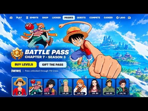 OFFICIAL ONE PIECE BATTLE PASS FORTNITE FULL BATLLE PASS TREASURE HUNTERS SEASON NOVEMBER 2026