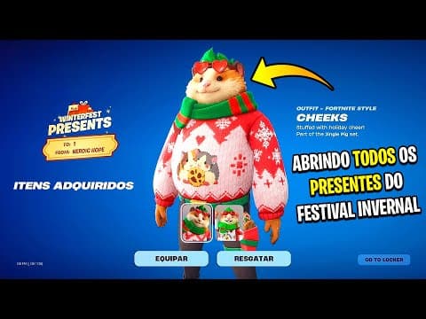 ABRINDO TODOS OS PRESENTES DO CHALÉ FESTIVAL INVERNAL 2025 (16 ITENS GRÁTIS DE NATAL) - FORTNITE