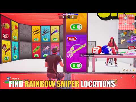 SUPER RED VS BLUE TYPICAL GAMER MAP FORTNITE - FIND RAINBOW SNIPER LOCATIONS