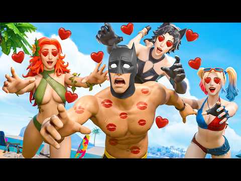 Beach Bod Batman plays KISS CHASING with Superhero Summer GIRLS.. Fortnite