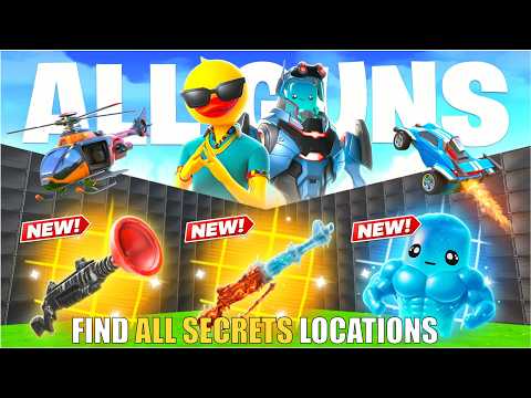 MEGA 1V1 ALL GUNS & VEHICLES MAP FORTNITE CREATIVE - FIND ALL SECRETS LOCATIONS PART 13 (ALL CODES)