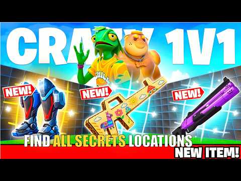 CRAZY 1V1 FFA ALL GUNS & RIDES MAP FORTNITE (CARDBOARD RIFLE) - ALL SECRETS LOCATIONS (PART 73)