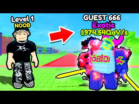Starting OVER as NOOB with MAX LEVEL GUEST 666 in Become a Brainrot Roblox..