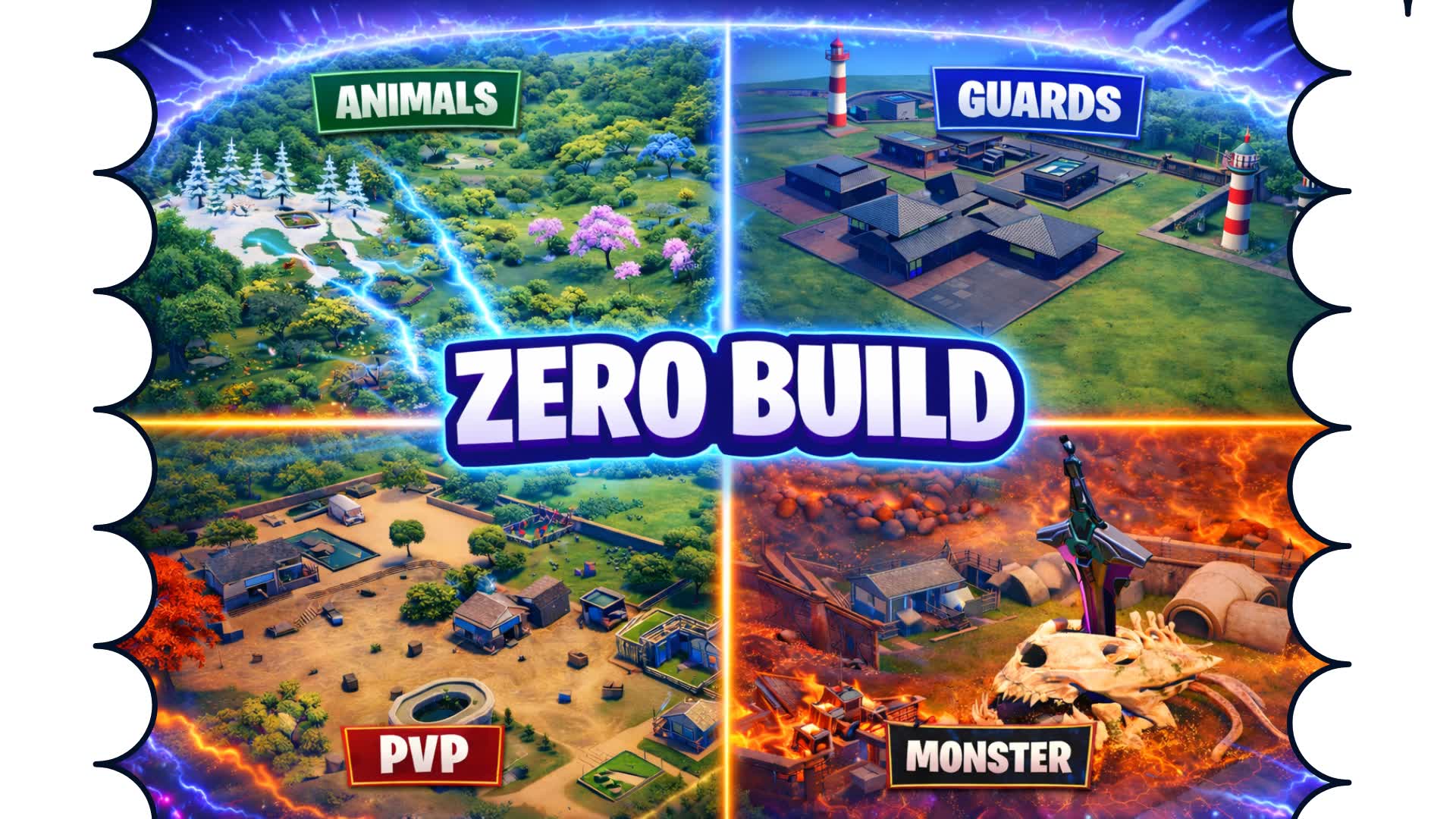 CERO CONSTRUCCIÓN: FFA (4 ZONAS) — Fortnite Creative map