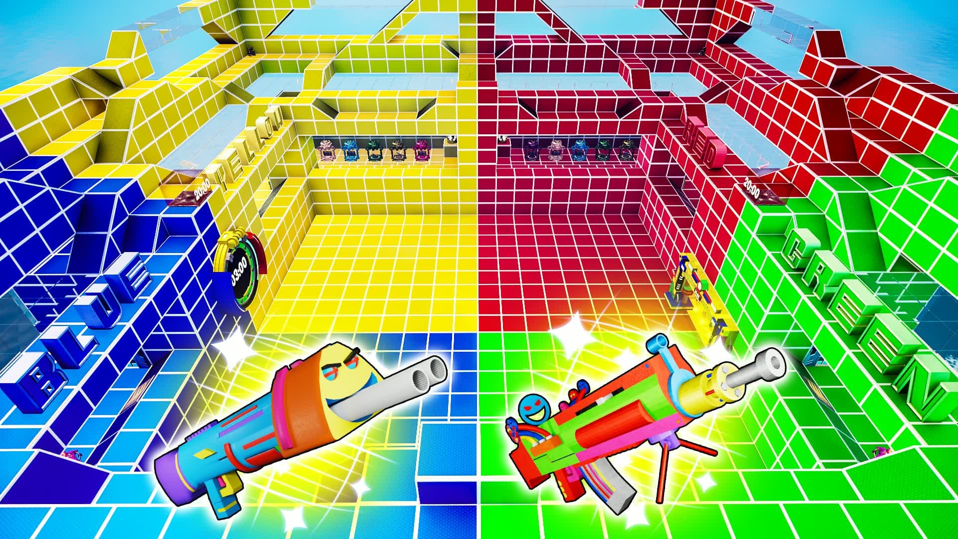 RED vs BLUE vs YELLOW vs GREEN — Fortnite Creative map