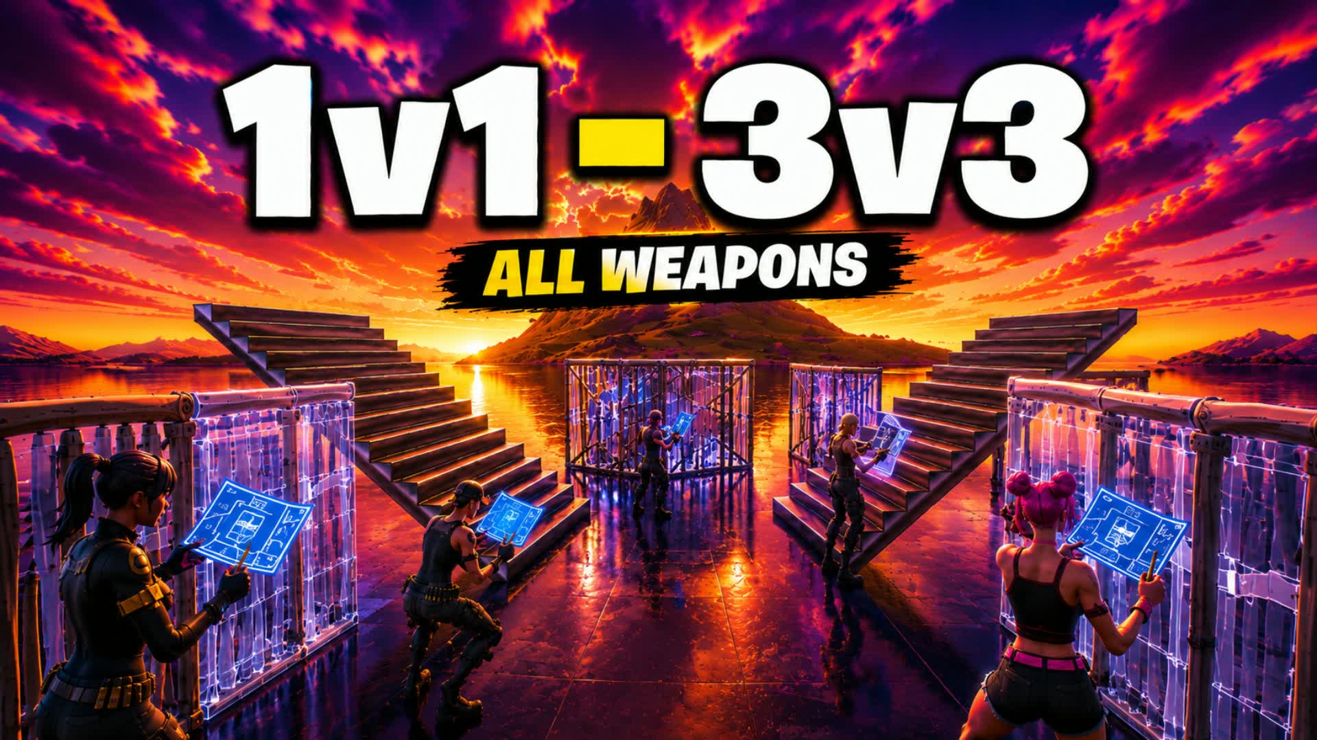 1V1-3V3 BUILD AND PRACTICE / ALL WEAPONS β Fortnite Creative map