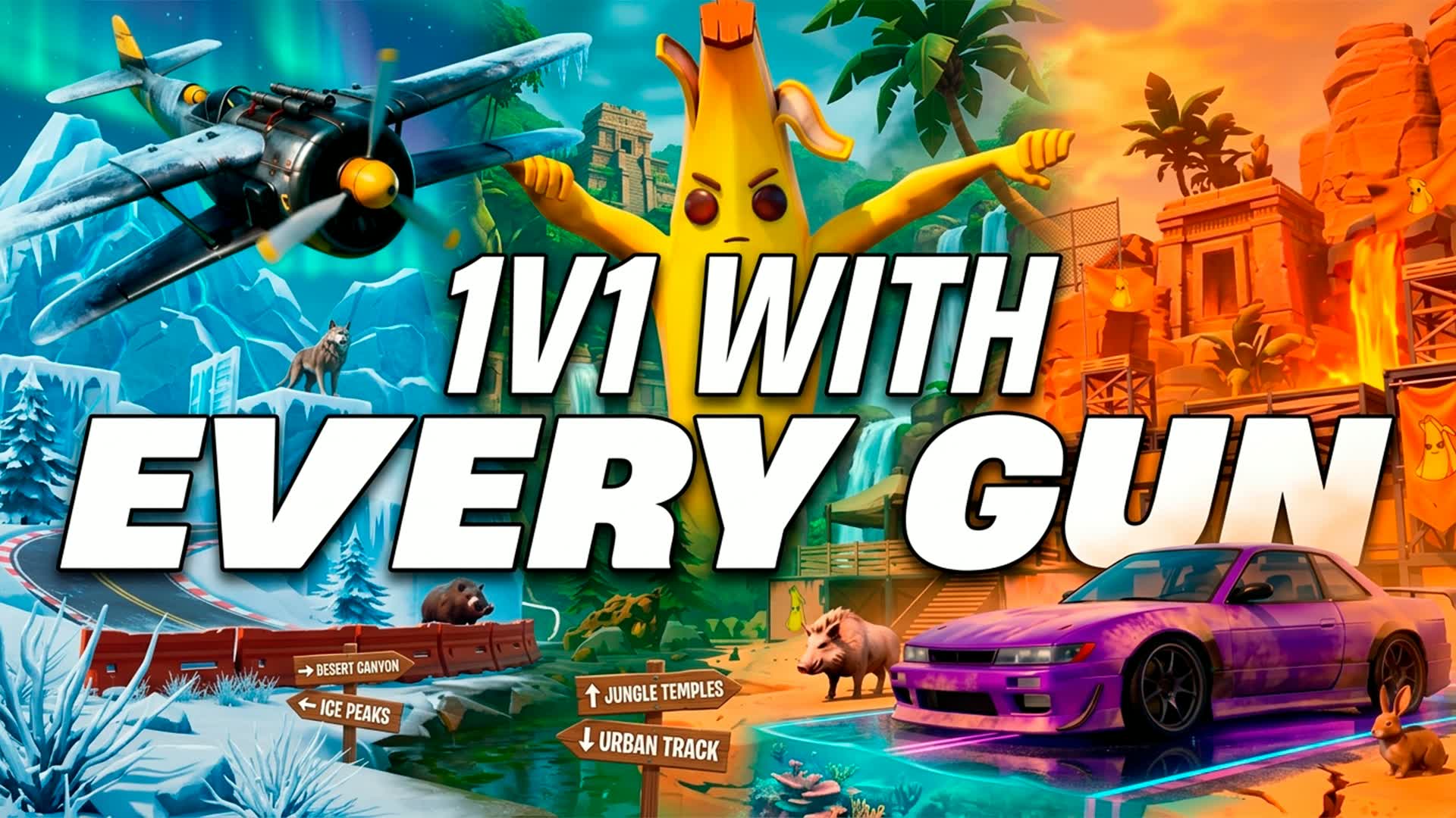 WILD LANDS FIGHT 1V1 WITH EVERY GUN — Fortnite Creative map