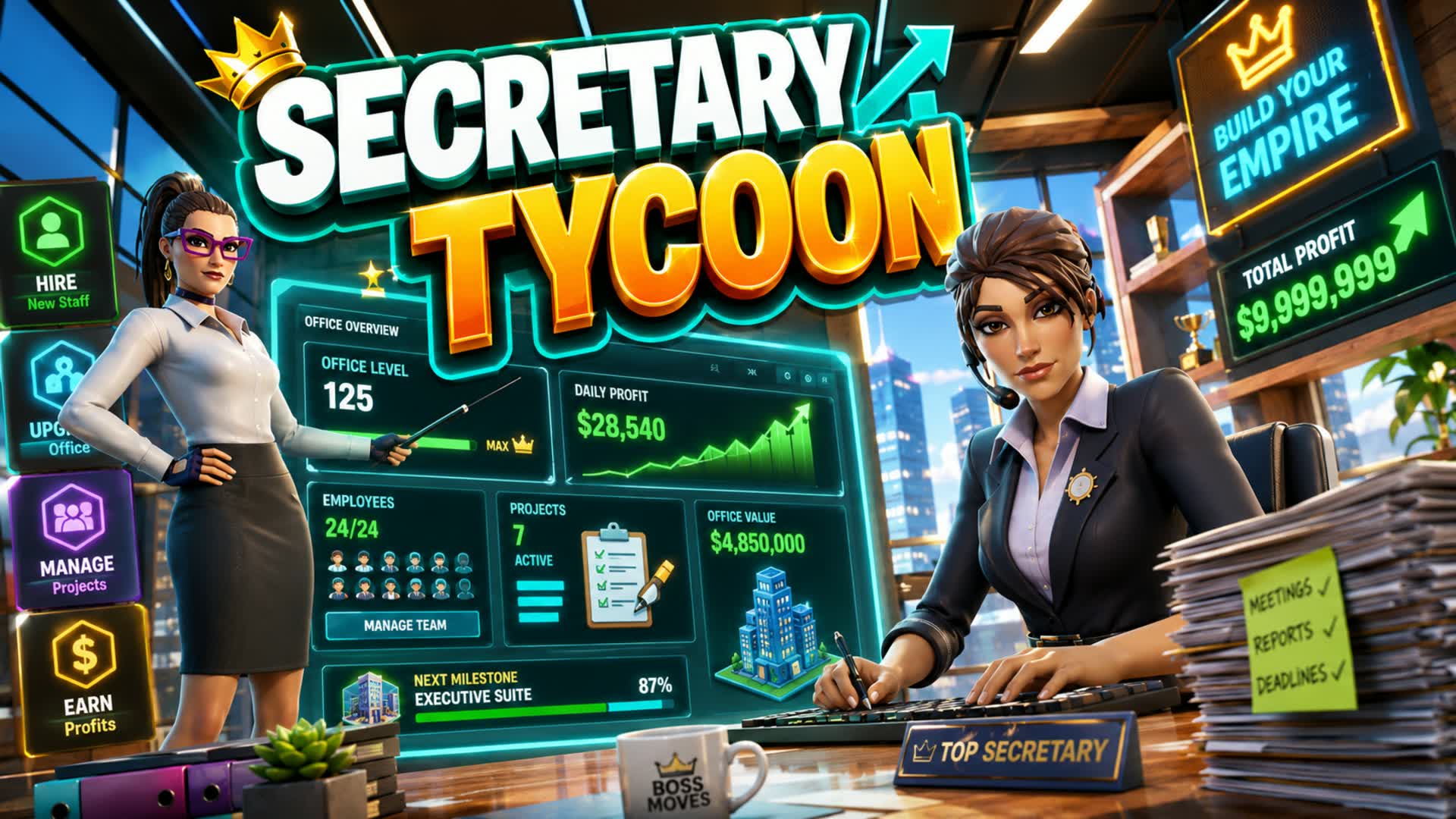 SECRETARY TYCOON💼 — Fortnite Creative map