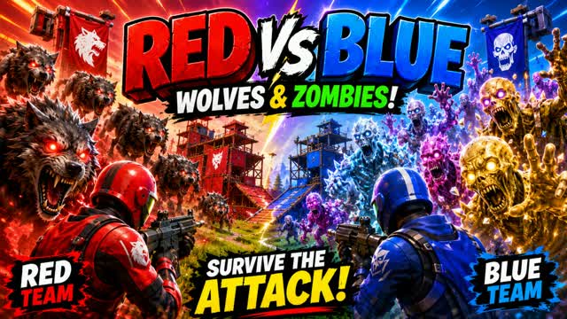red v blue but theres wolves and zombies — Fortnite Creative map