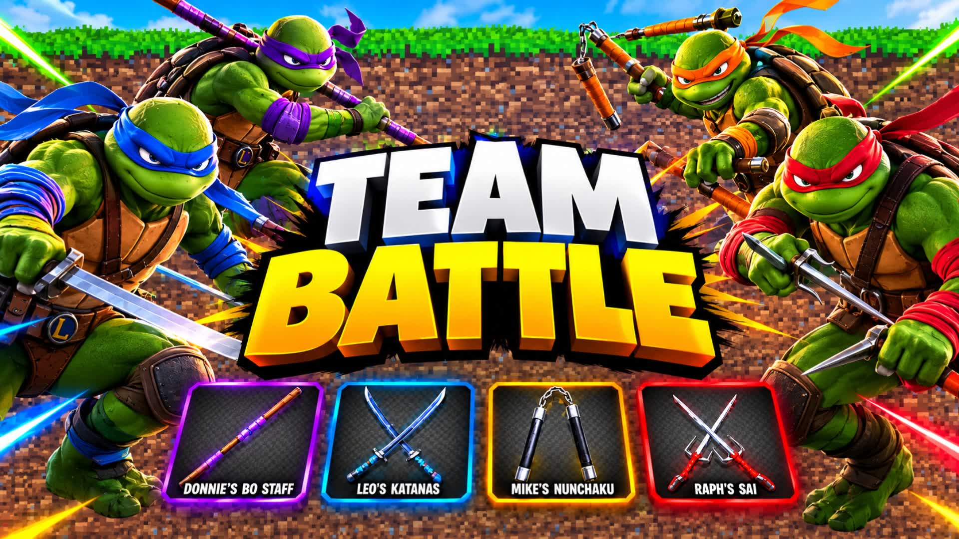TWO-TEAM BATTLE – TMNT WEAPONS ONLY — Fortnite Creative map