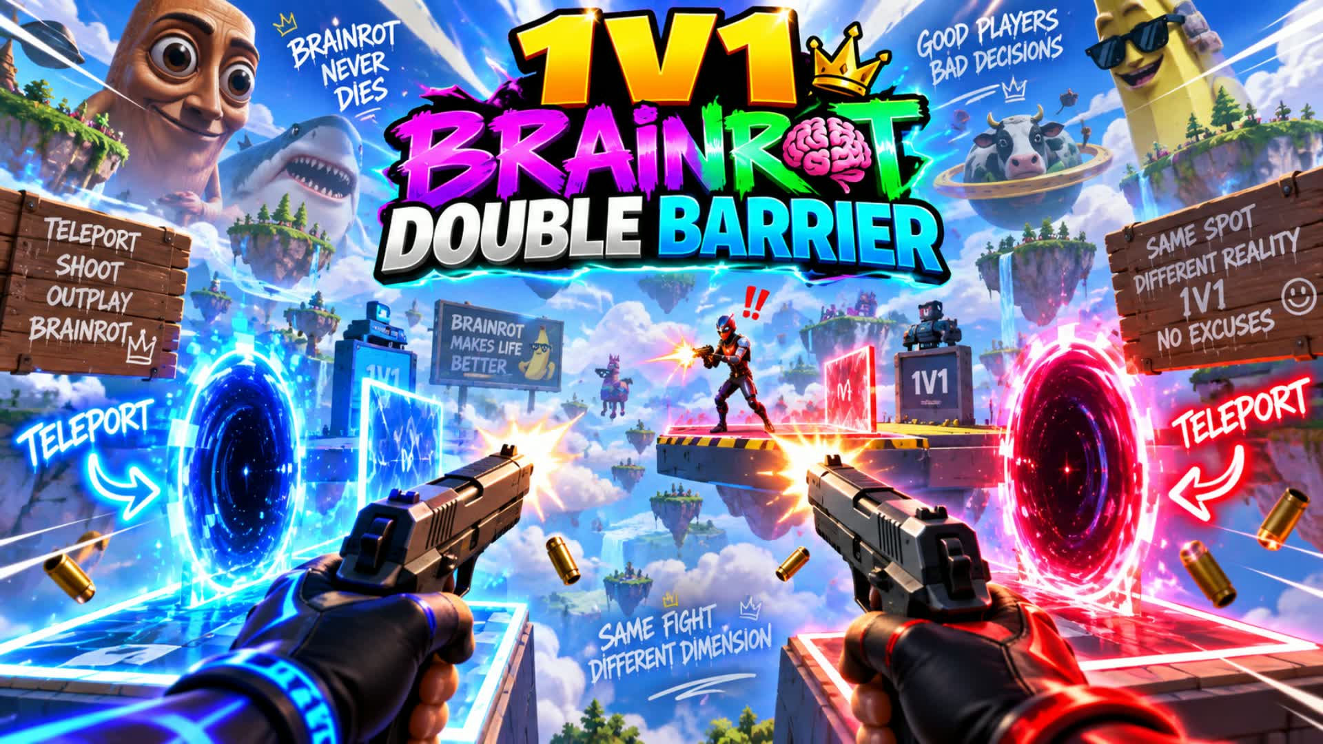 Double Barrier Brainrot First Person 1v1 — Fortnite Creative map