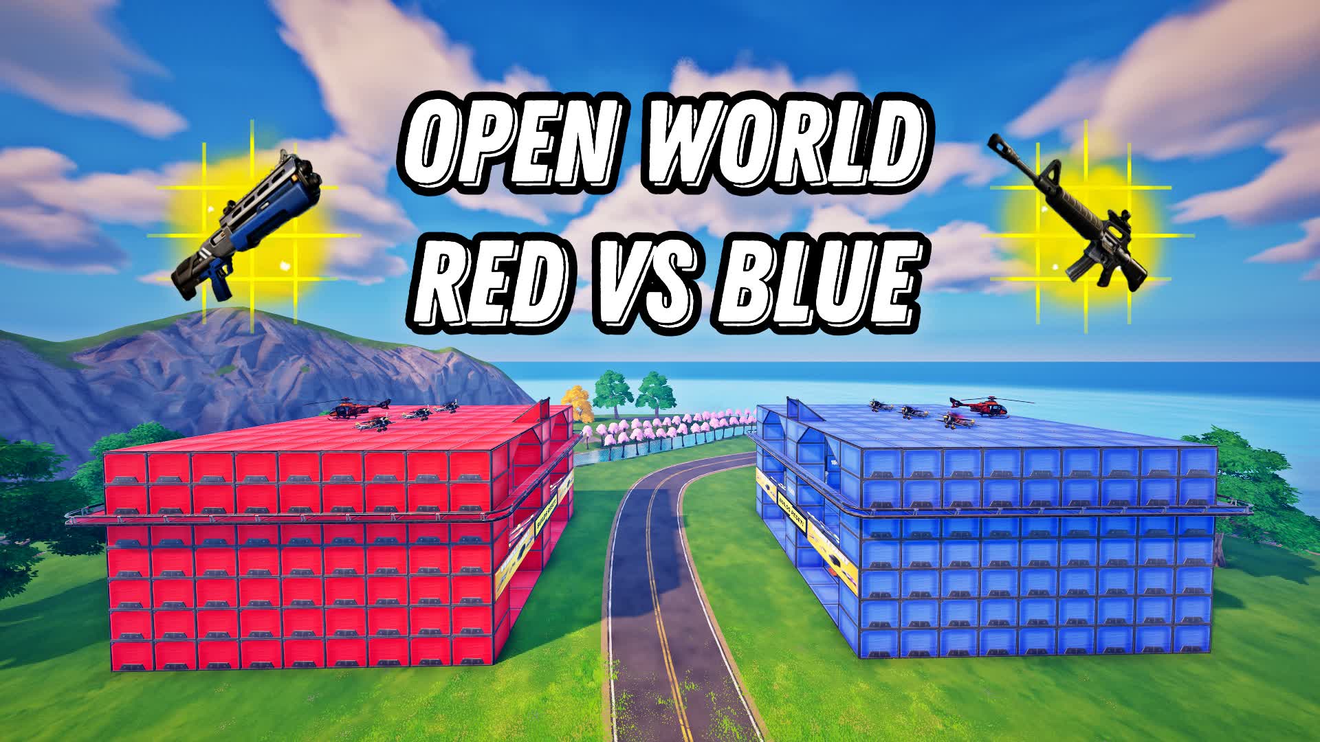 OPEN WORLD RED VS BLUE Chaos — Fortnite Creative map